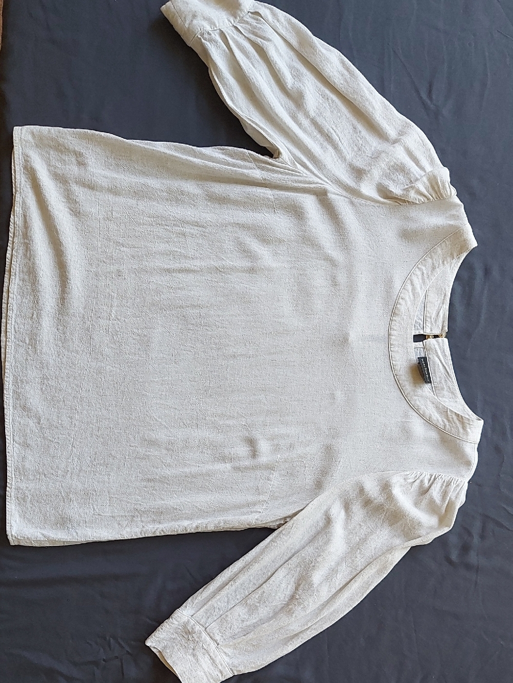 Worthington Cream Pleated-Sleeve Blouse